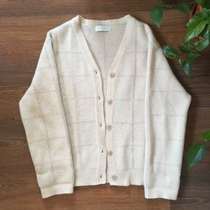 Olive Clothing Wool Checkered Cardigan